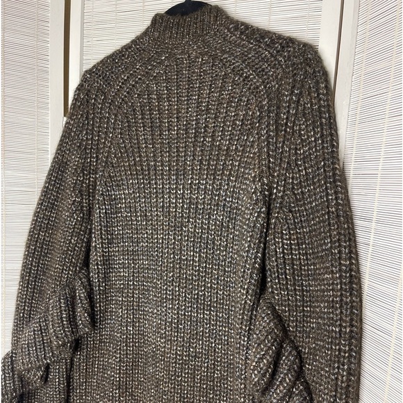 Michael Kors Collection Metallic Ruffle Cardigan Chocolate Brown Size S NWT - Picture 8 of 13
